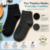 KYTERRA Premium Socks for Men, Ankle Socks, Black+Dark Grey, Pairs of 2