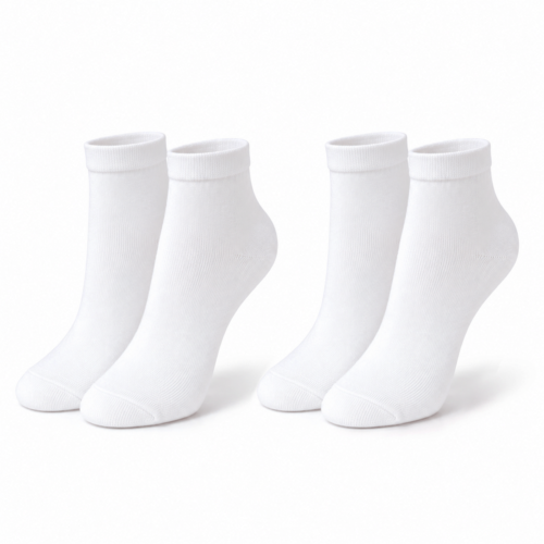 KYTERRA Socks Amazon White Woman Double KYTERRA Premium Socks for Women, Ankle Socks, White+White, Pairs of 2